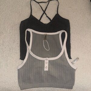 Two grey cropped tank tops both size medium